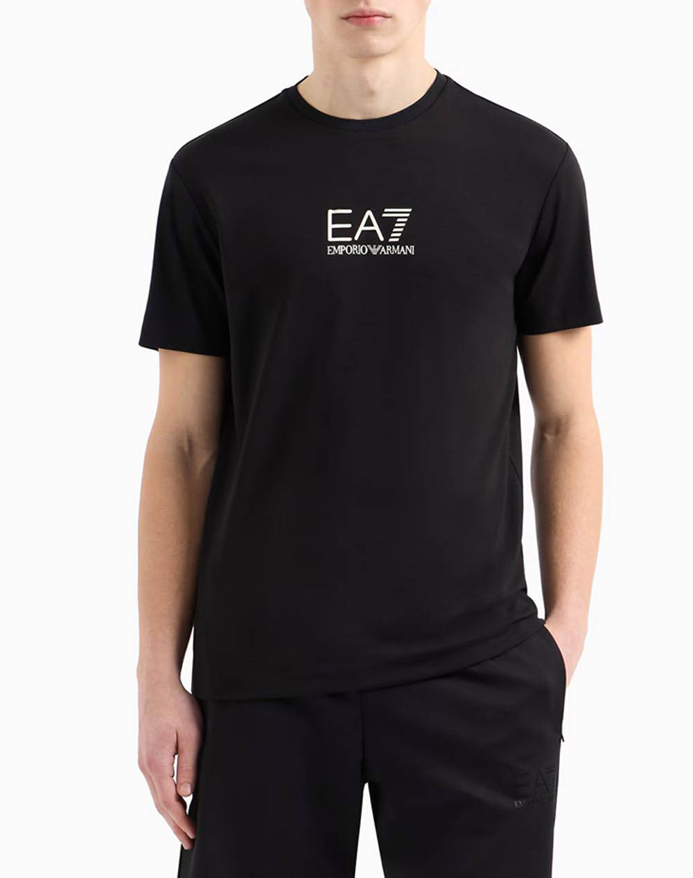 Ea7 T Shirt Men Clothes T Shirts & Sweatshirts T Shirts Black Viscose,Elastic,Synthetic 7M000301Af13739 Uc001 Male T-Shirts Black
