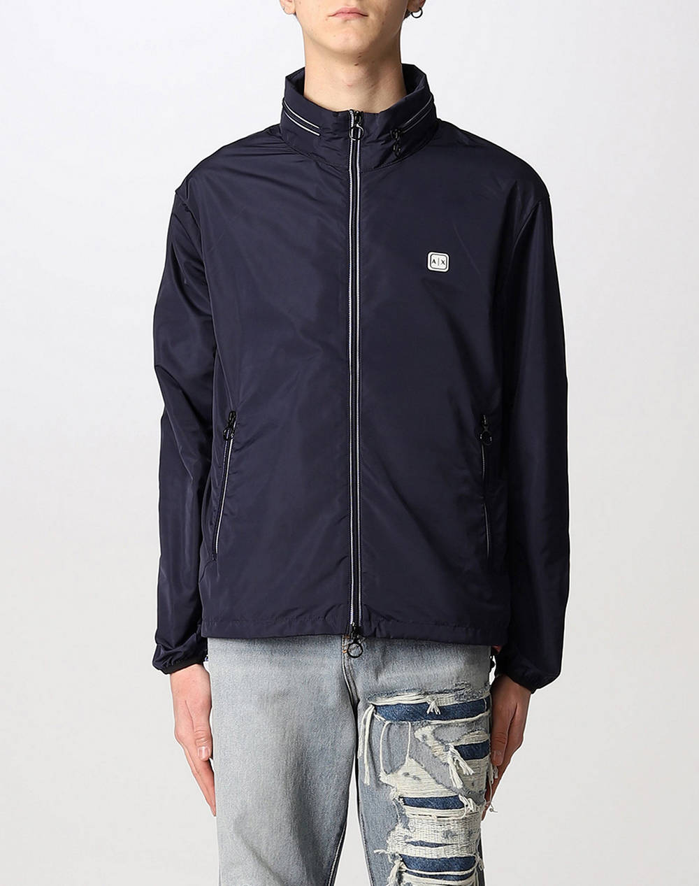 Armani Exchange Jacket Men Clothes Outerwear Jackets Navyblue Synthetic 8Nzb07Znwfz 15Ba Male Jackets Blue