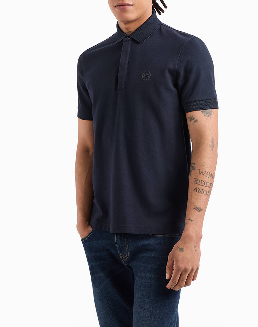 Armani Exchange Polo Shirt Men Clothes T Shirts & Sweatshirts Polo Navyblue Cotton,Elastic 8Nzf91Zj81Z 1510 Male Polo Blue