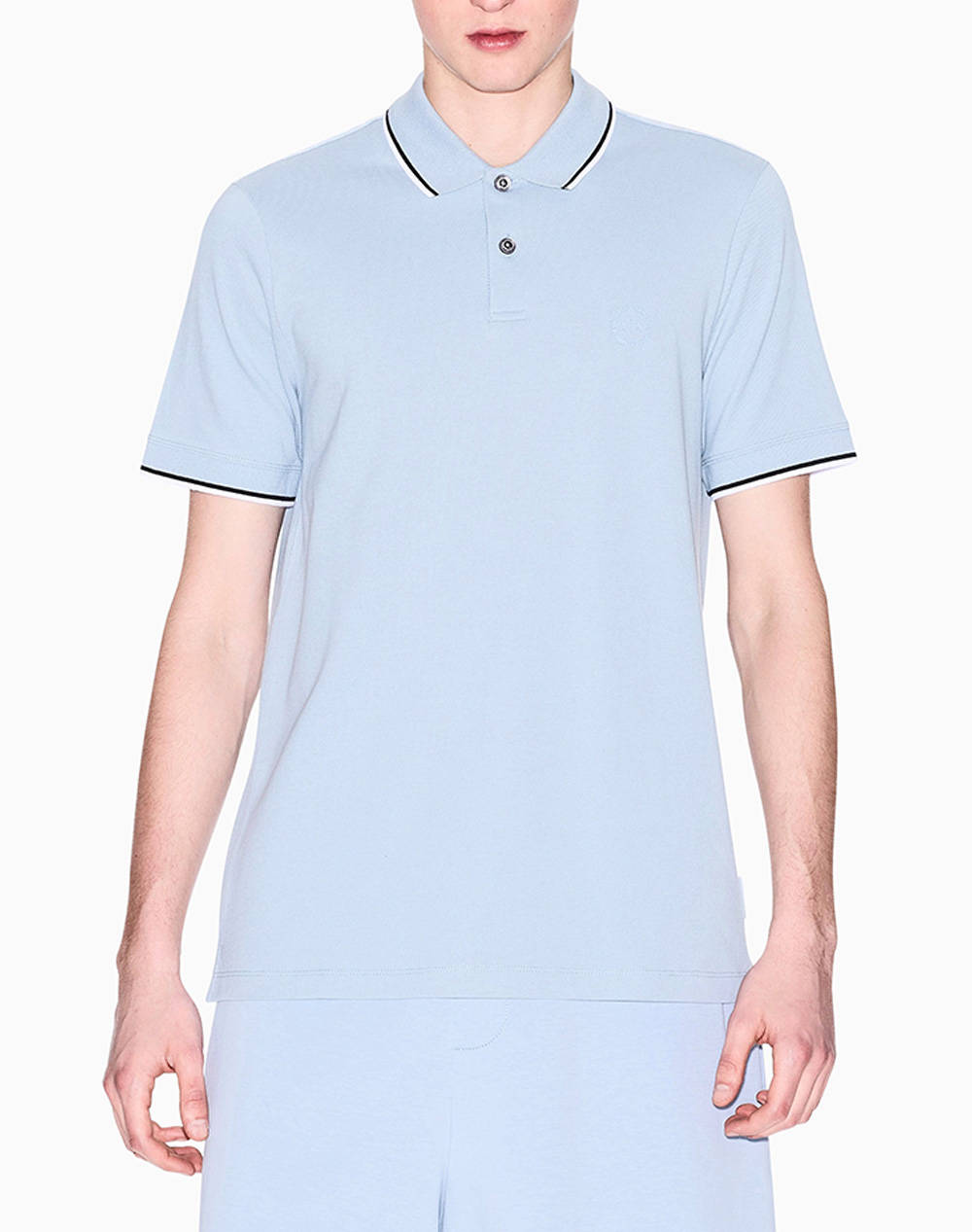 Armani Exchange Polo Shirt Men Clothes T Shirts & Sweatshirts Polo Lightblue Cotton 8Nzf75Z8M5Z U9287 Male Polo Blue