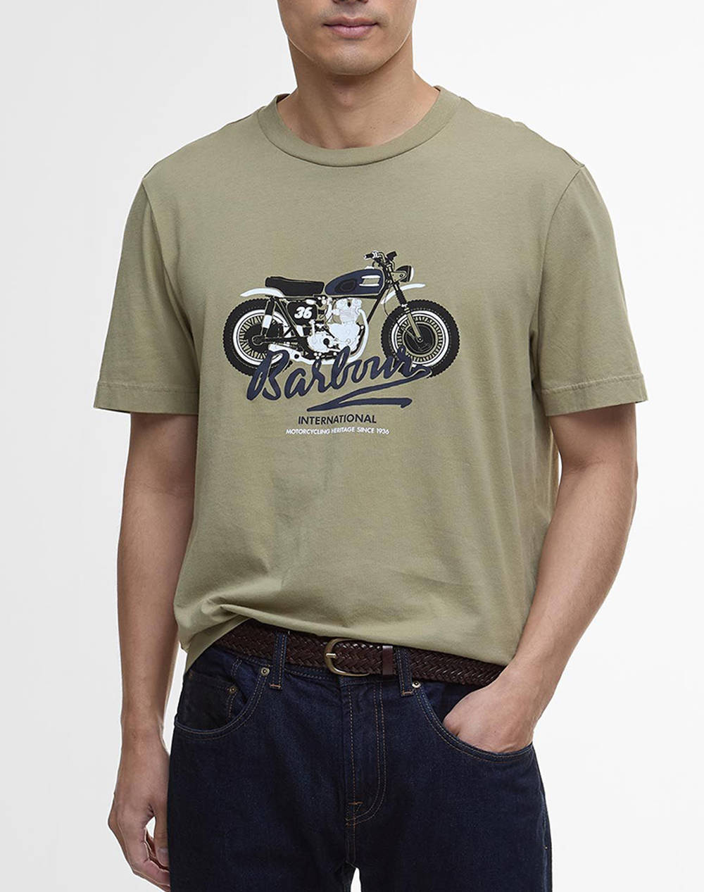 Barbour International T Shirt Men Clothes T Shirts & Sweatshirts T Shirts Olive Cotton Mts1388 Biol11.1 Male T-Shirts