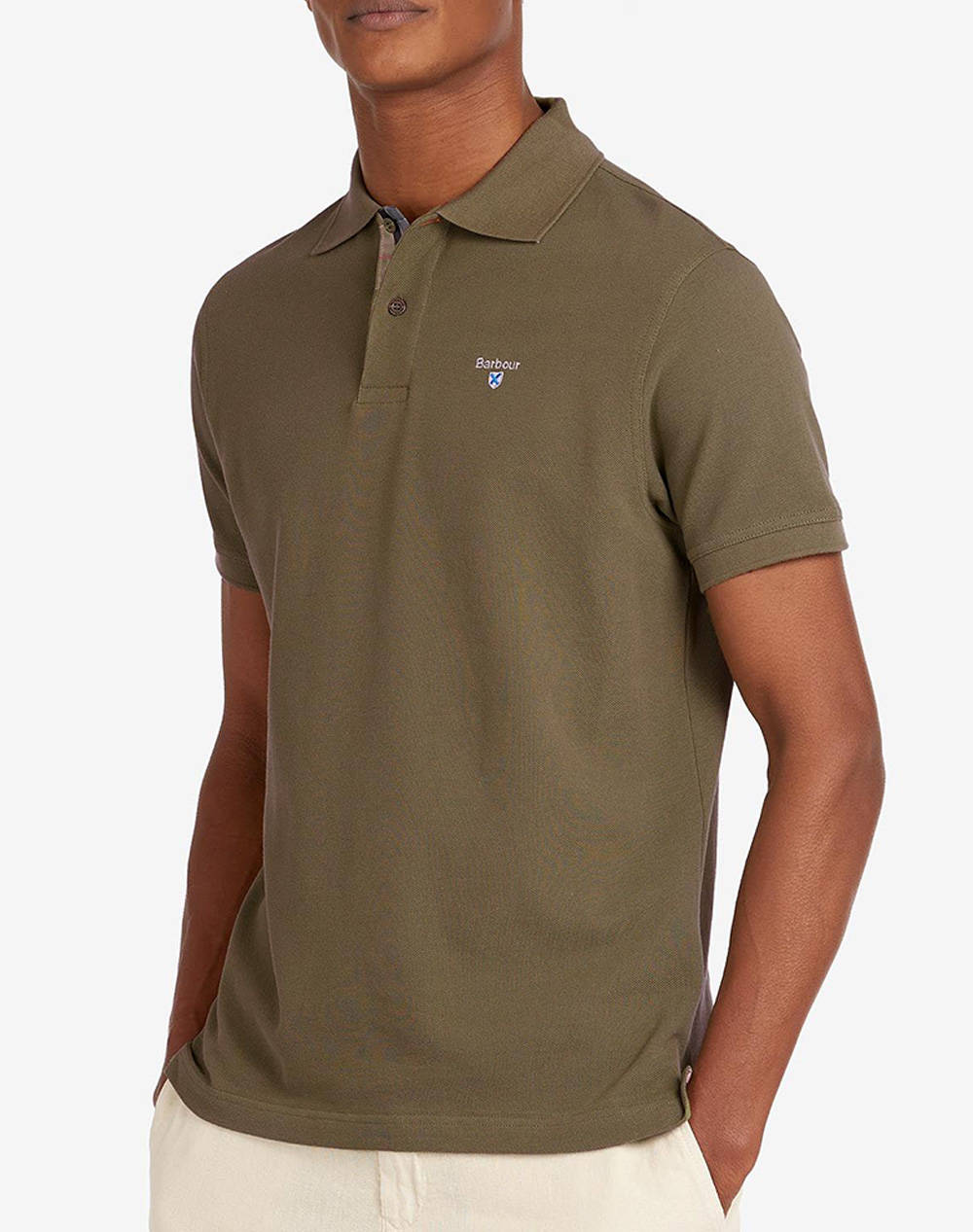 Barbour Tartan Pique Polo Shirt Men Clothes T Shirts & Sweatshirts Polo Darkolivegreen Cotton Mml0012 Brol51 Male Polo Green