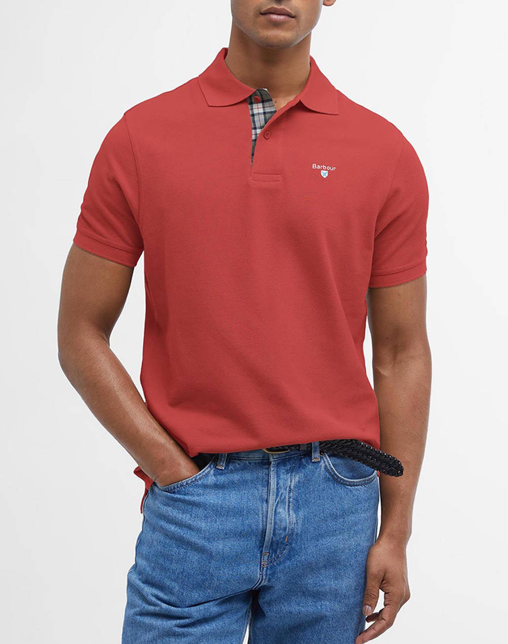 Barbour Tartan Pique Polo Shirt Men Clothes T Shirts & Sweatshirts Polo Red Cotton Mml0012 Brre25 Male Polo