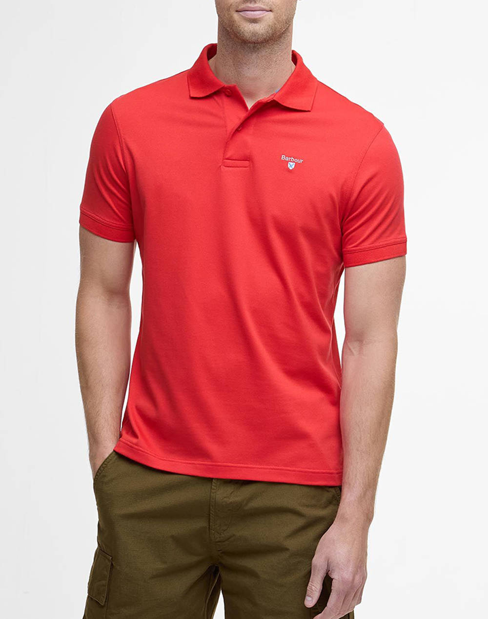 Barbour Active Tailored Fit Polo Shirt Men Clothes T Shirts & Sweatshirts Polo Red Cotton,Elastic,Synthetic Mml1471 Brre52.4 Male Polo