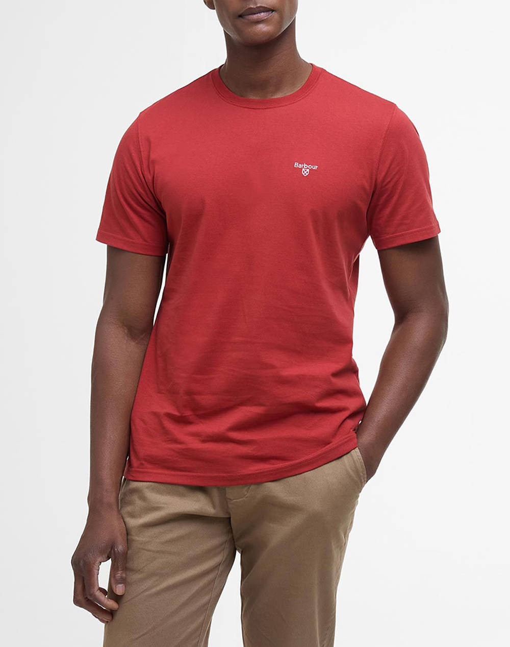 Barbour Essential Sports T Shirt Men Clothes T Shirts & Sweatshirts T Shirts Darkred Cotton Mts0331 Brre25 Male T-Shirts