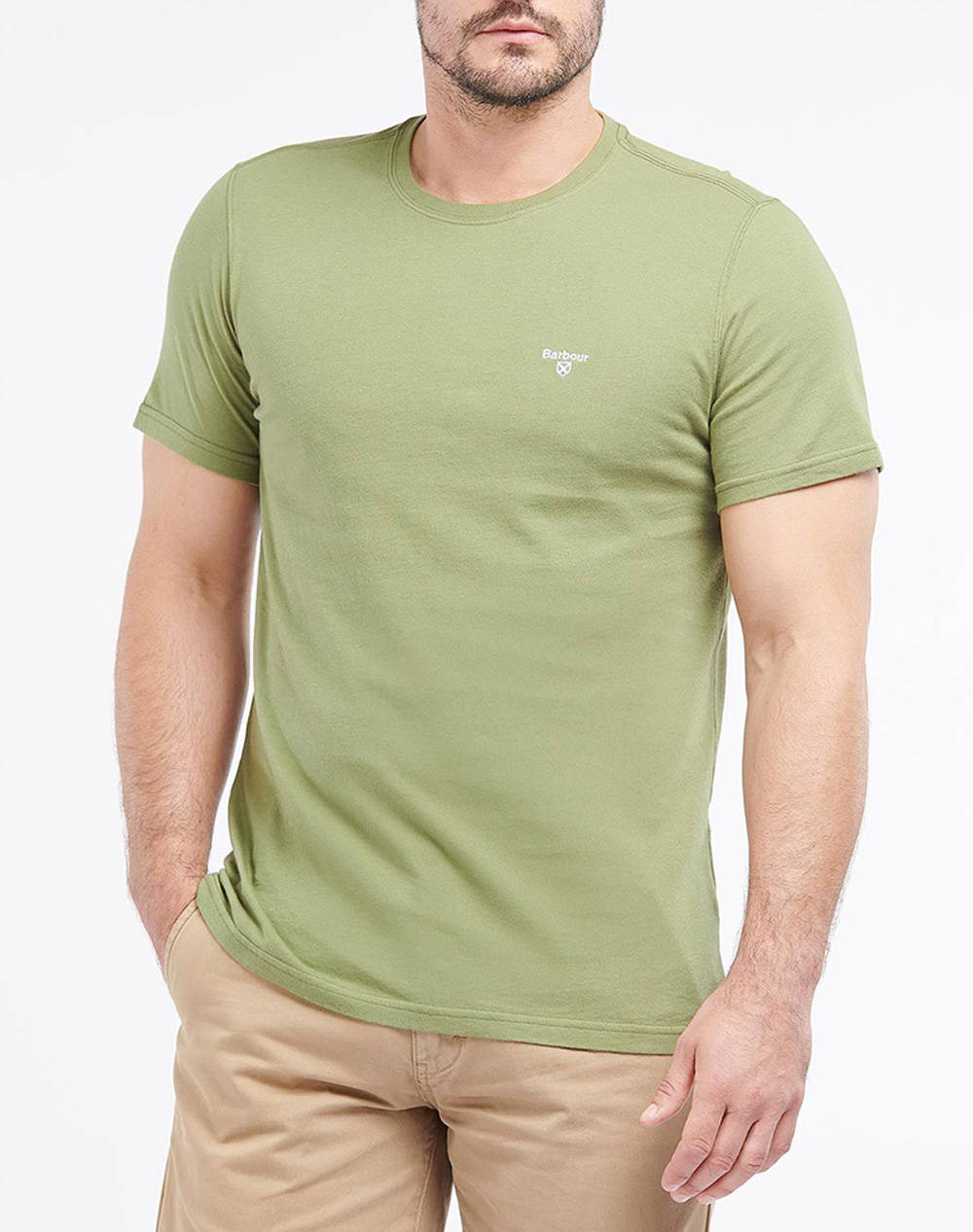Barbour Essential Sports T Shirt Men Clothes T Shirts & Sweatshirts T Shirts Olive Cotton Mts0331 Brol39 Male T-Shirts