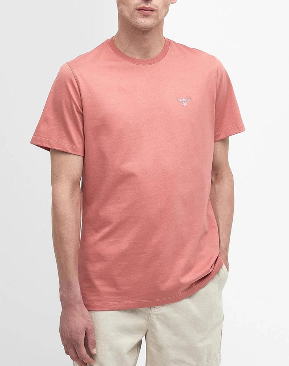 Barbour Essential Sports T Shirt Men Clothes T Shirts & Sweatshirts T Shirts Pink Cotton Mts0331 Brpi55.1 Male T-Shirts