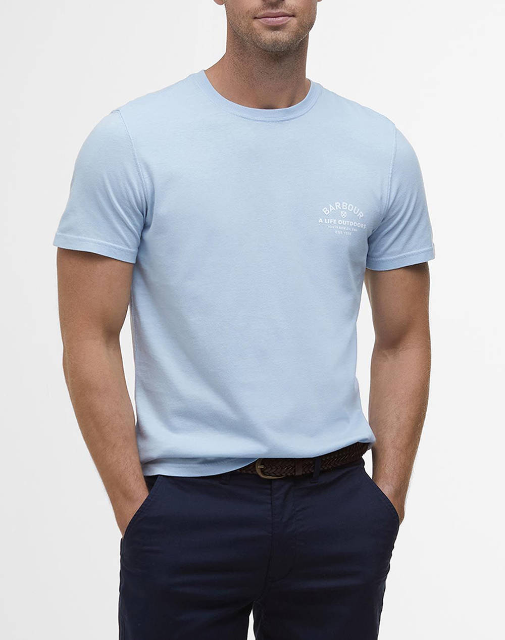 Barbour T Shirt Ss Men Clothes T Shirts & Sweatshirts T Shirts Lightblue Cotton Mts1441 Brbu61 Male T-Shirts Blue