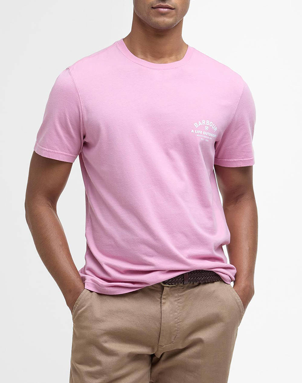 Barbour T Shirt Ss Men Clothes T Shirts & Sweatshirts T Shirts Pink Cotton Mts1441 Brpi76 Male T-Shirts