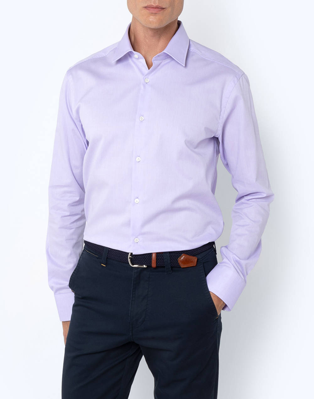 The Bostonians Slim Fit Dobby Shirt Men Clothes Shirts Lilac Cotton 3Acp2128 Lilac Male Shirts