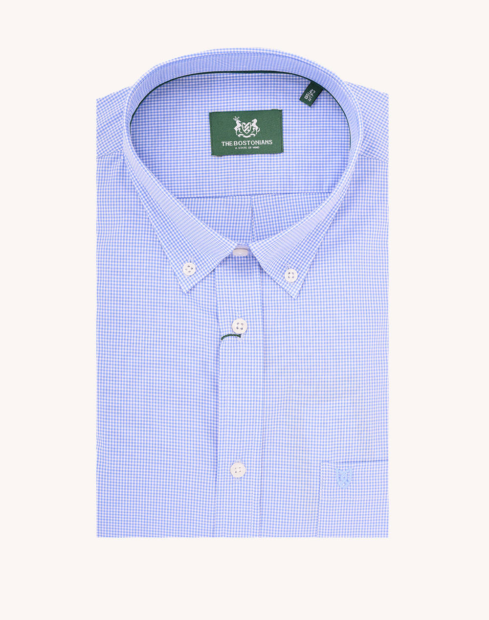 The Bostonians Chester Poplin Shirt Regular Fit Minicheck Poplin Button Down Regular Fit Men Clothes Shirts Skyblue Cotton 3Aap0016 Sky Male Shirts