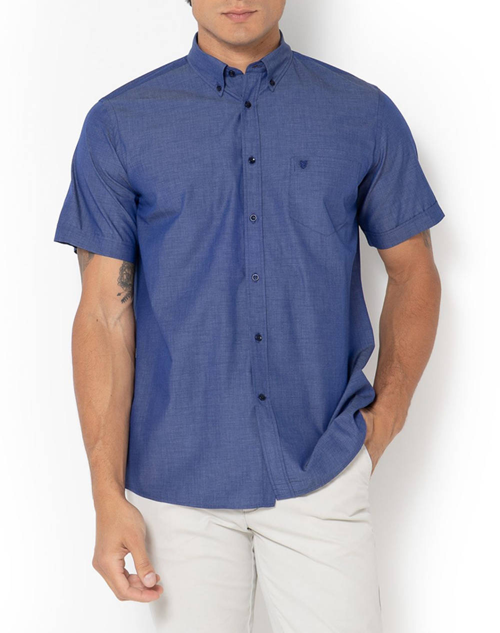 The Bostonians Shirt Fil A Fil Regular Fit Plain Fil A Fil Button Down Regular Fit Men Clothes Shirts Indigo Cotton 3Bap0000 Dark Male Shirts