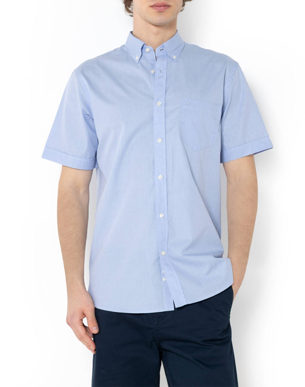 The Bostonians Shirt Fil A Fil Regular Fit Plain Fil A Fil Button Down Regular Fit Men Clothes Shirts Lightblue Cotton 3Bap0000 Light Male Shirts Blue
