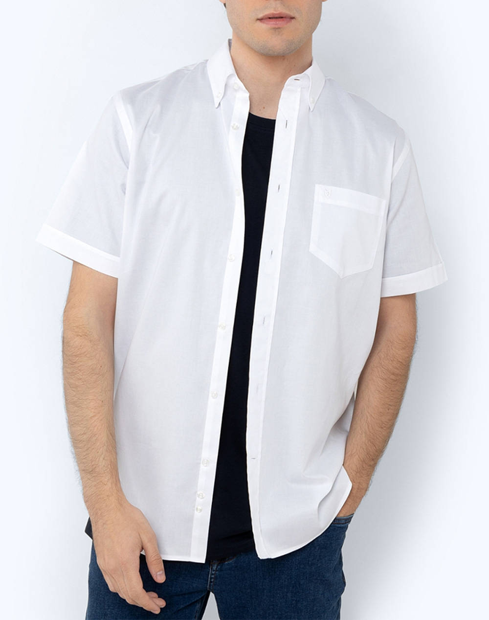 The Bostonians Shirt Fil A Fil Regular Fit Plain Fil A Fil Button Down Regular Fit Men Clothes Shirts White Cotton 3Bap0000 White Male Shirts