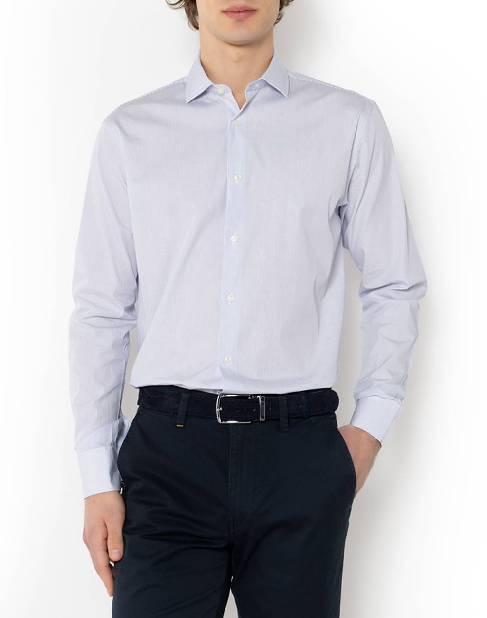 The Bostonians Acorn Poplin Shirt Custom Fit Stripe Poplin Semi Rex Custom Fit Men Clothes Shirts Lightblue Cotton,Broadcloth 3Ans4867 Light Male