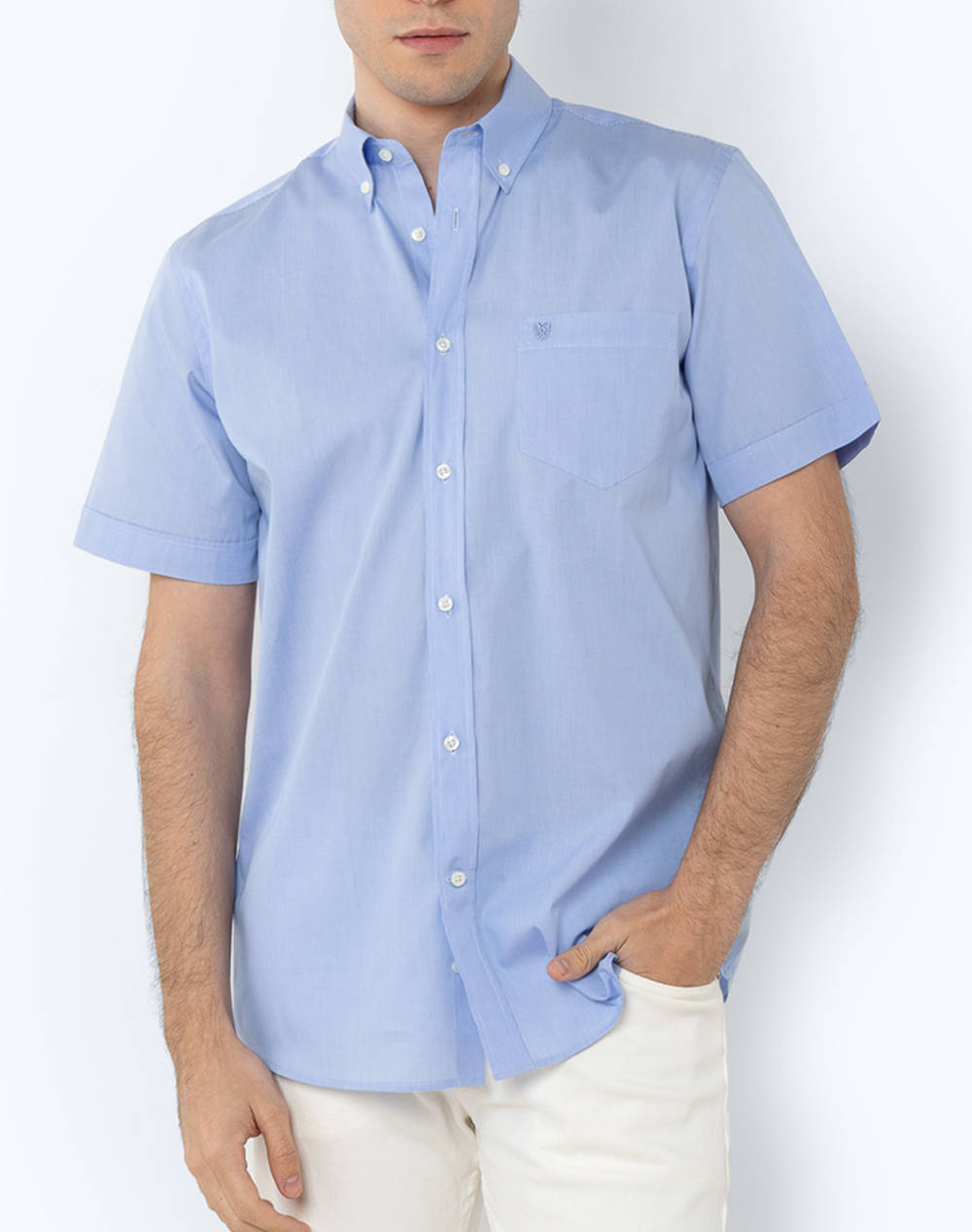 The Bostonians Chester Poplin Shirt Regular Fit Minicheck Poplin Button Down Regular Fit Men Clothes Shirts Skyblue Cotton 3Bap0016 Sky Male Shirts