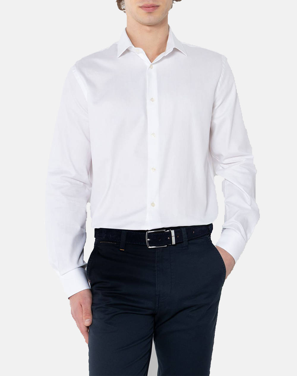 The Bostonians Shirt Dobby Custom Fit Patterned Dobby Semi Rex Custom Fit Men Clothes Shirts White Cotton 3Anp2407 White Male Shirts