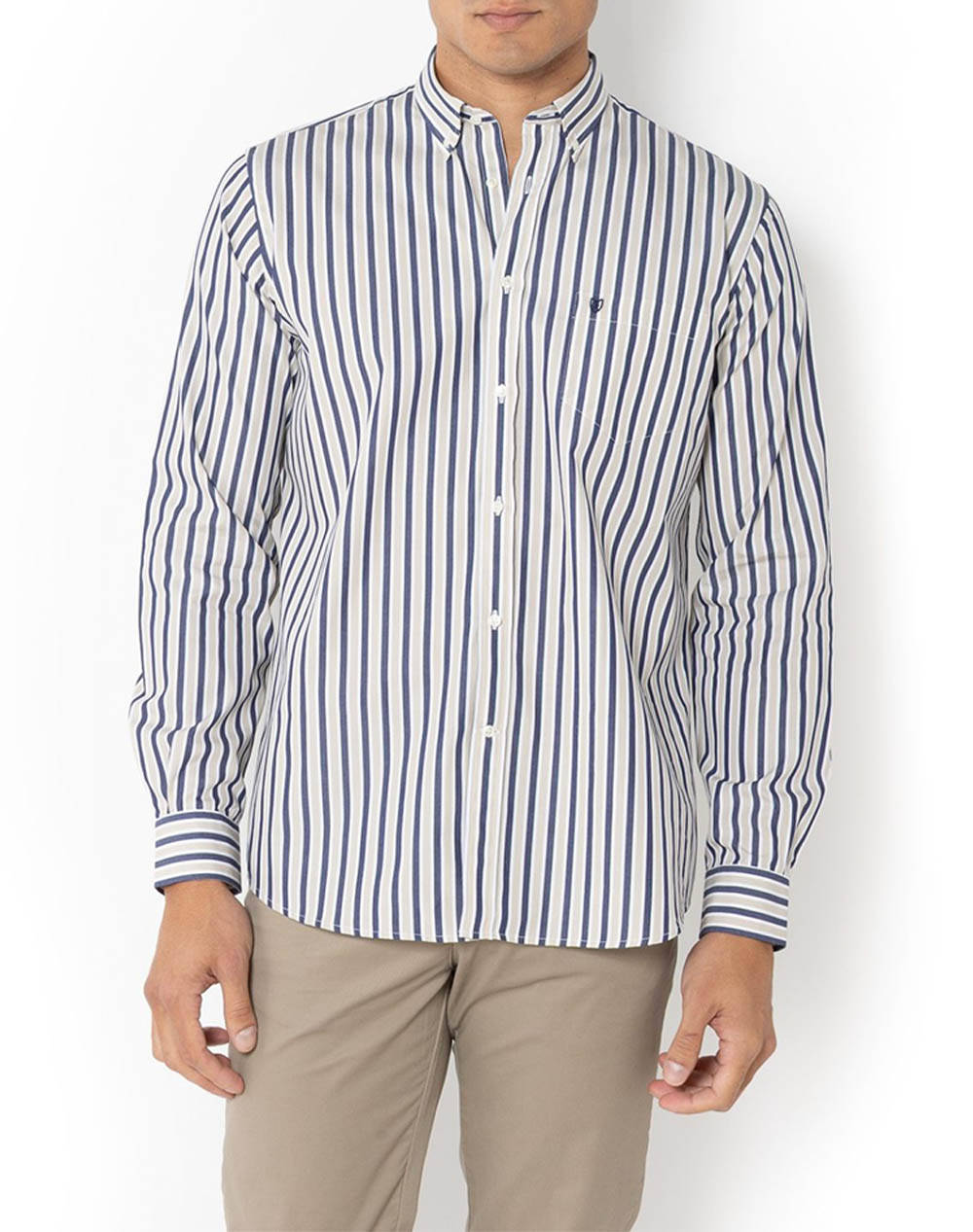 The Bostonians Acorn Poplin Shirt Regular Fit Stripe Poplin Button Down Regular Fit Men Clothes Shirts Multi Cotton 3Aas4859 Sand Male Shirts