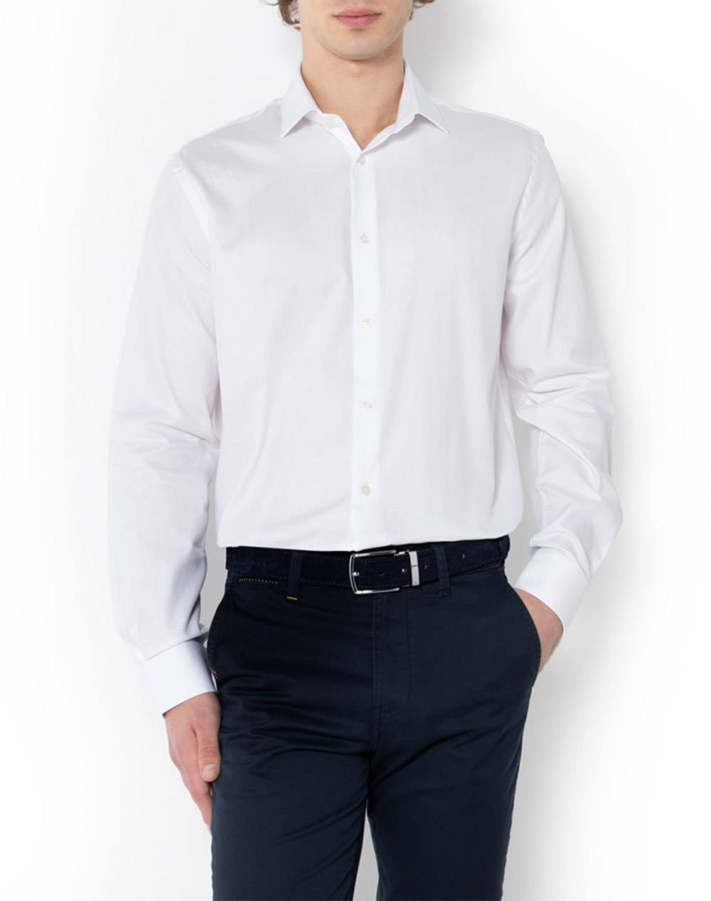 The Bostonians Shirt Dobby Custom Fit Patterned Dobby Semi Rex Custom Fit Men Clothes Shirts White Cotton 3Anp2407X White Male Shirts