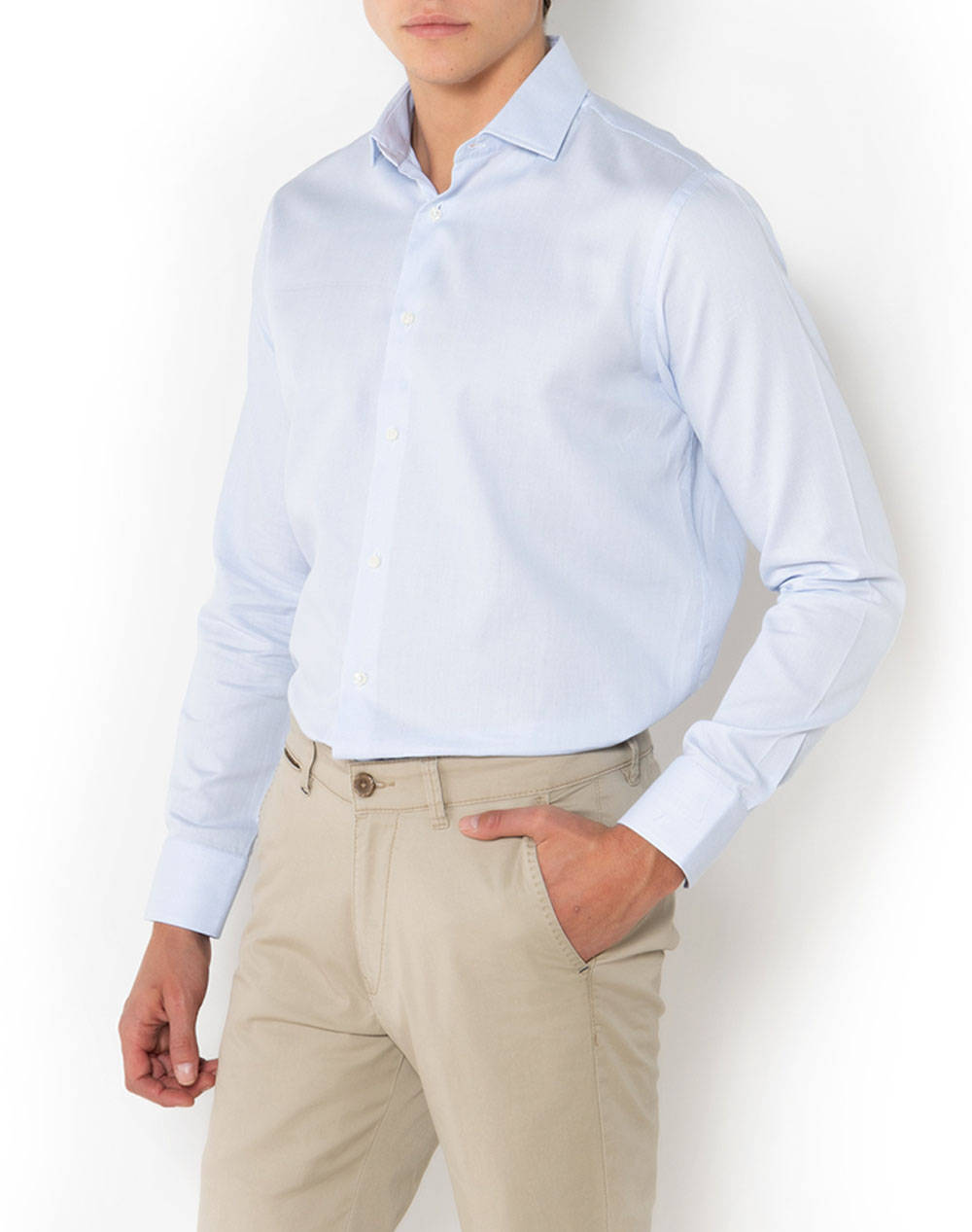 The Bostonians Shirt Dobby Custom Fit Patterned Dobby Semi Rex Custom Fit Men Clothes Shirts Skyblue Cotton 3Anp2384 Sky Male Shirts Blue