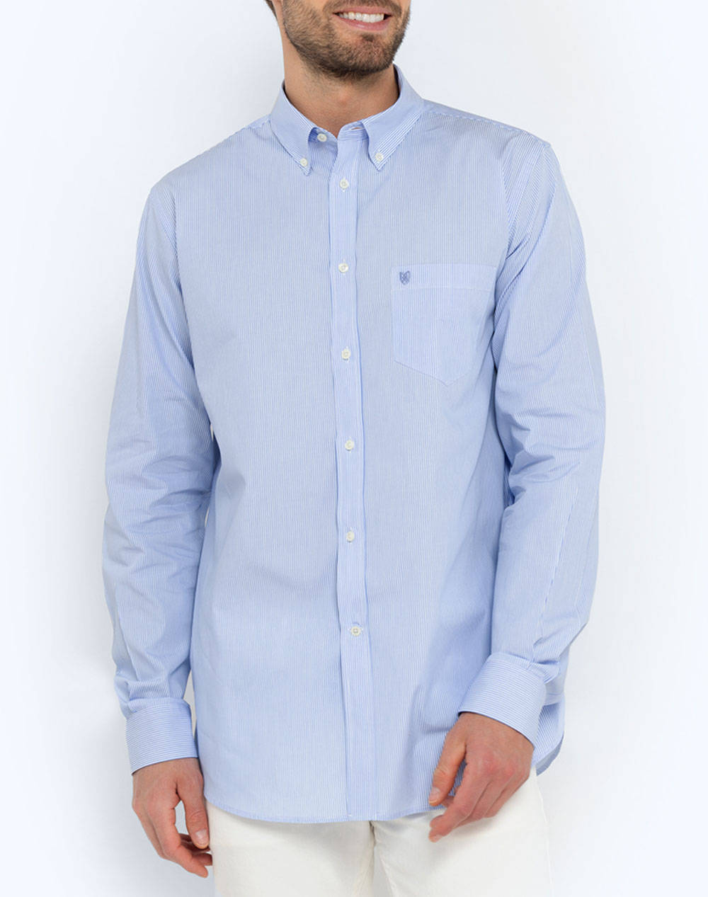 The Bostonians Acorn Poplin Shirt Regular Fit Stripe Poplin Button Down Regular Fit Men Clothes Shirts Skyblue Cotton,Broadcloth 3Aas4444 Sky Male
