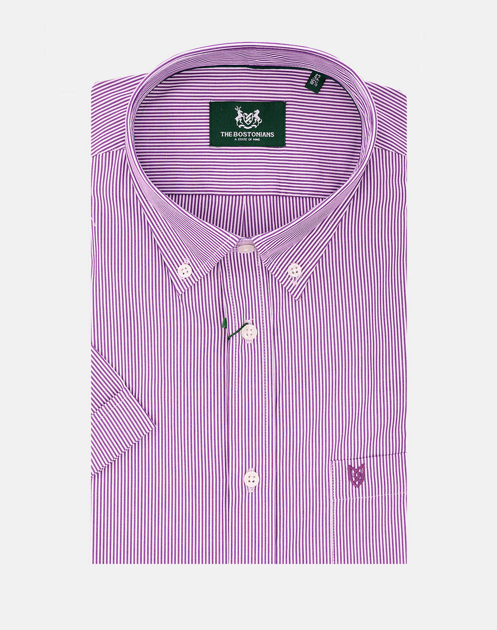 The Bostonians Acorn Poplin Shirt Regular Fit Stripe Poplin Button Down Regular Fit Men Clothes Shirts Purple Cotton 3Bas4444 Purple Male Shirts