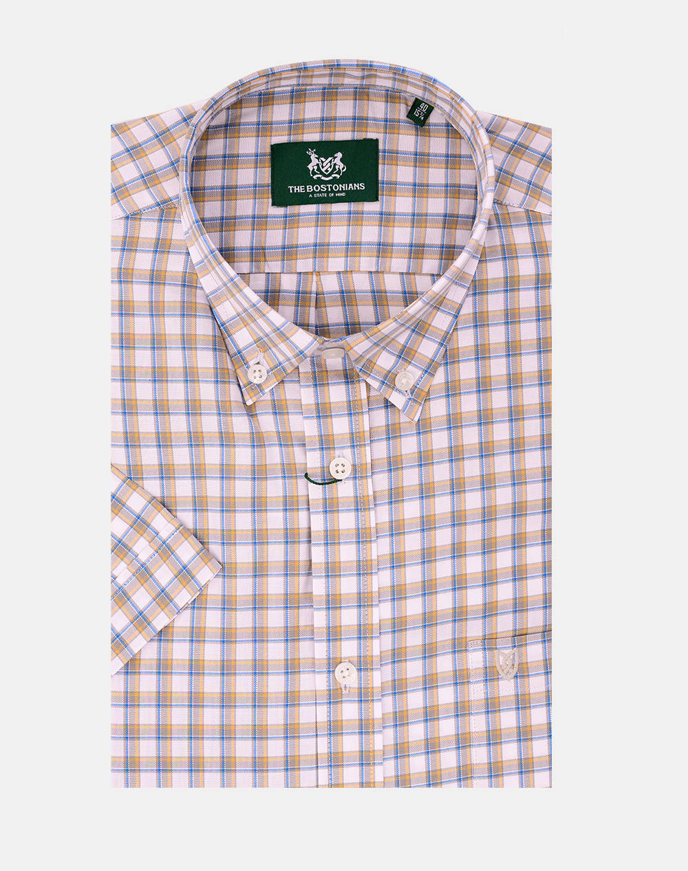 The Bostonians Maverick Oxford Regular Fit Shirt Medcheck Oxford Button Down Regular Fit Men Clothes Shirts Biege Cotton 3Bach8579 Dark Male Shirts