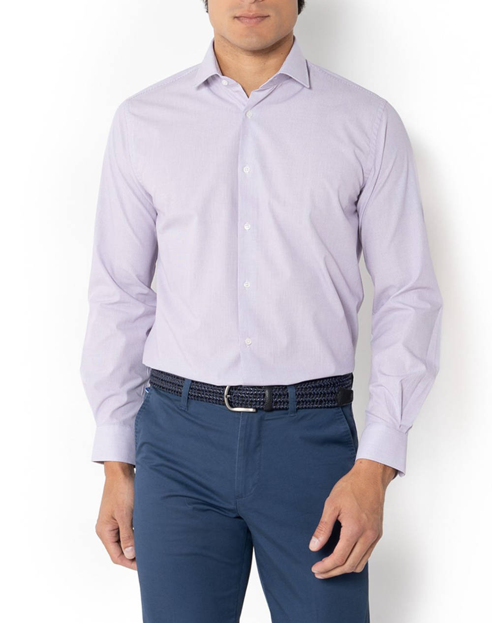 The Bostonians Chester Poplin Shirt Custom Fit Minicheck Poplin Semi Rex Custom Fit Men Clothes Shirts Purple Cotton,Broadcloth 3Anch8577 Purple Male