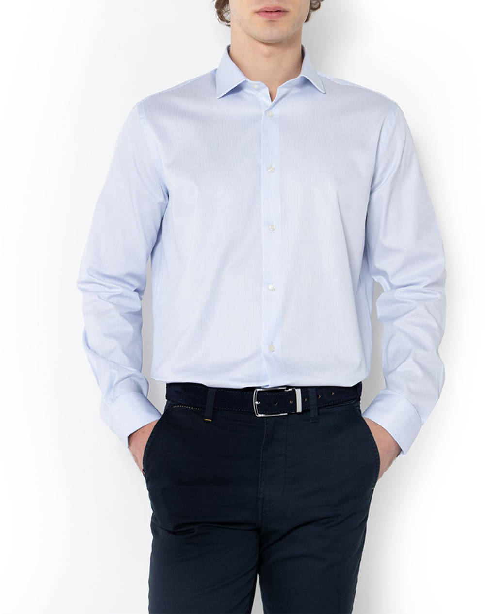 The Bostonians Acorn Poplin Shirt Custom Fit Stripe Poplin Semi Rex Custom Fit Men Clothes Shirts Lightblue Cotton 3Ans4871 Light Male Shirts Blue