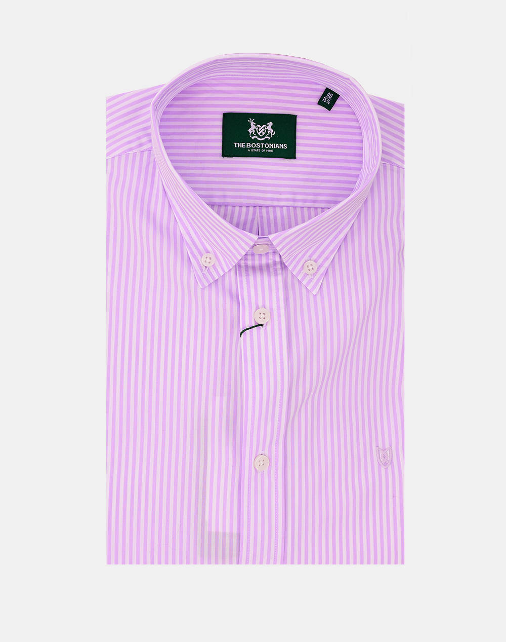 The Bostonians Acorn Poplin Shirt Regular Fit Stripe Poplin Button Down Regular Fit Men Clothes Shirts Lilac Cotton 3Aas4879 Lilac Male Shirts