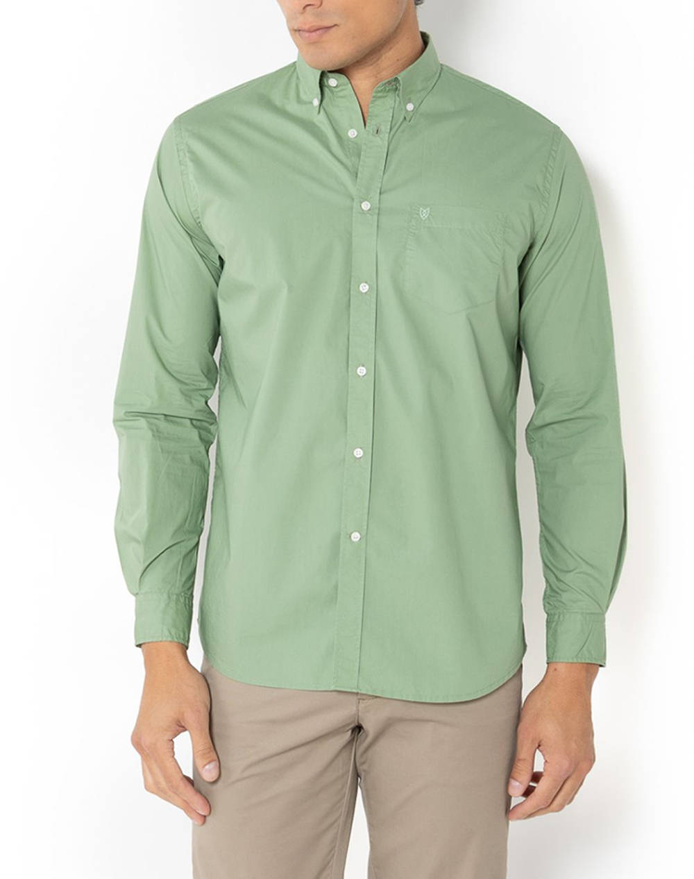 The Bostonians Poplin Shirt Regular Fit Plain Poplin Button Down Regular Fit Men Clothes Shirts Lightgreen Cotton 3Aap2062 Light Male Shirts Green