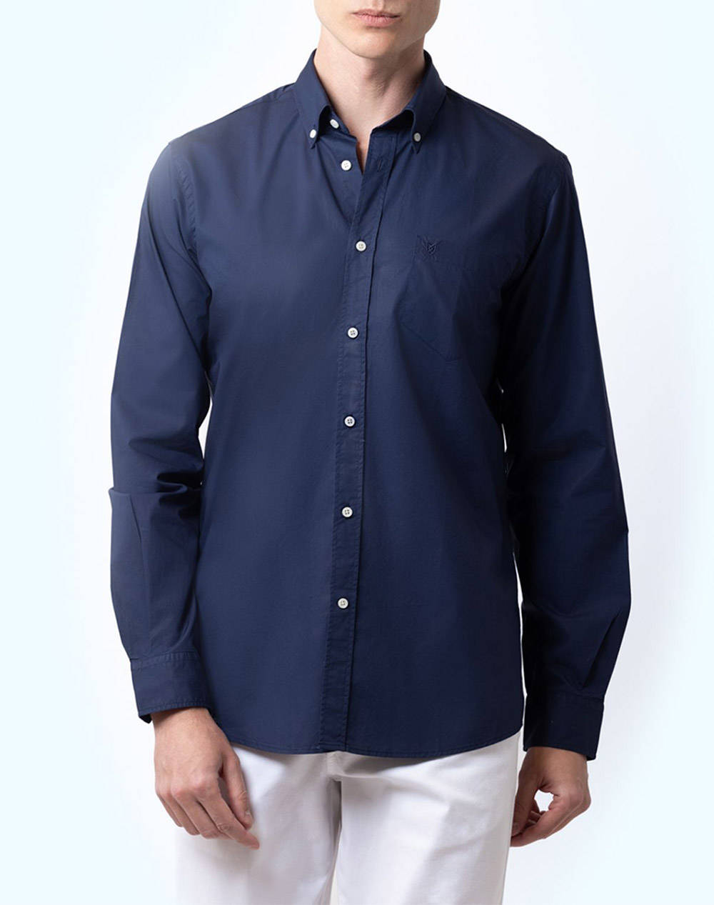 The Bostonians Poplin Shirt Regular Fit Plain Poplin Button Down Regular Fit Men Clothes Shirts Navyblue Cotton 3Aap2062 Navy Male Shirts Blue