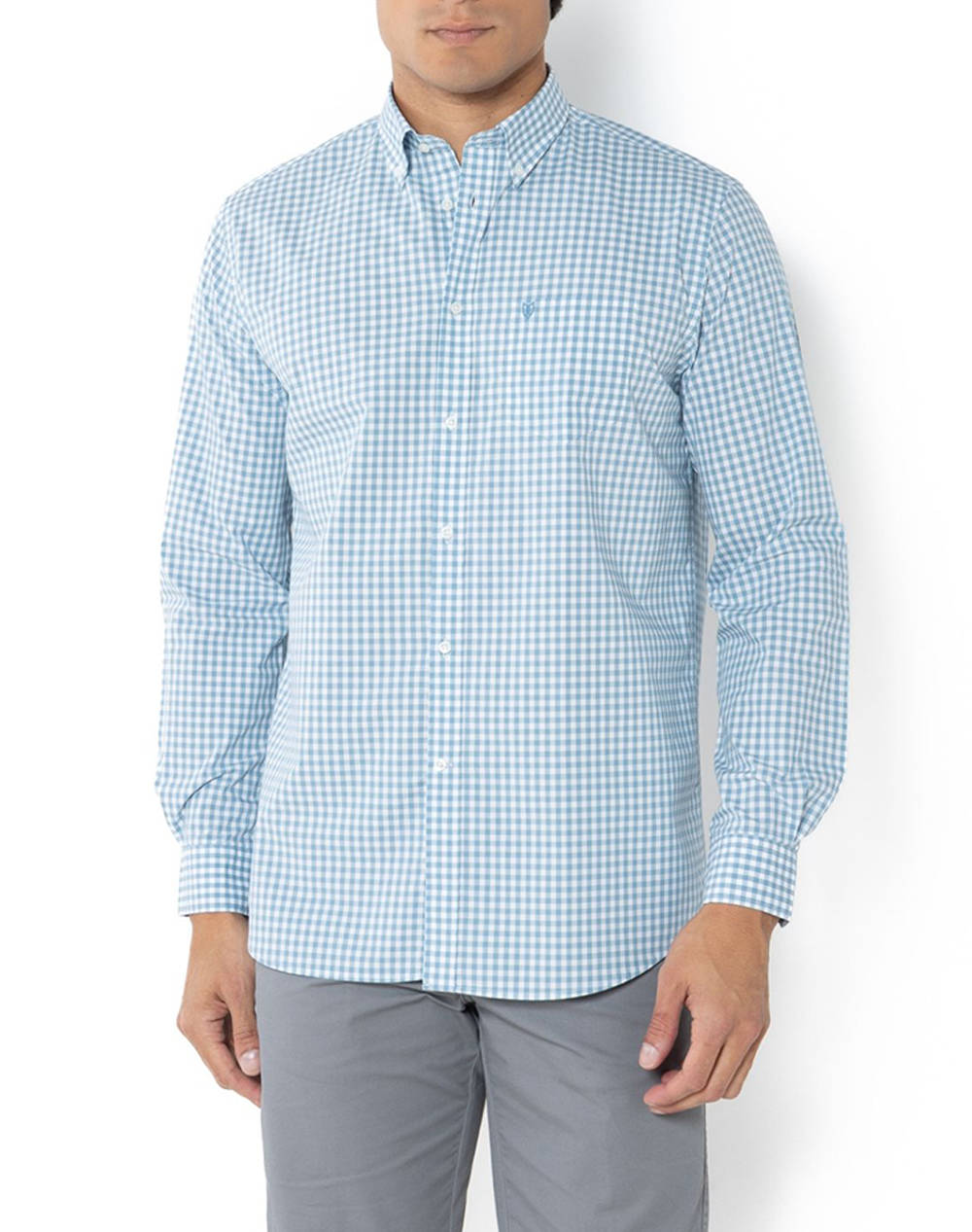 The Bostonians Maverick Poplin Shirt Regular Fit Medcheck Poplin Button Down Regular Fit Men Clothes Shirts Lightblue Cotton 3Aach8581 Alcohol Male