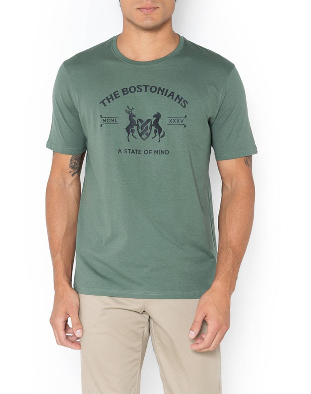 The Bostonians T Shirt The Bostonians Logo Men Clothes T Shirts & Sweatshirts T Shirts Olive Cotton 3Ts1286N Olive Male T-Shirts