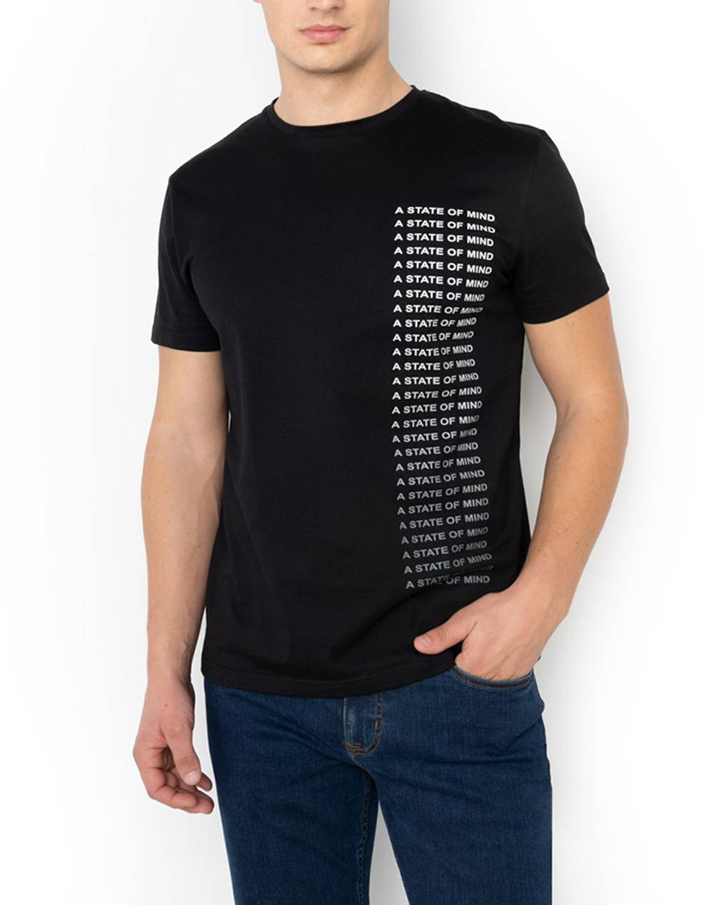 The Bostonians A State Of Mind Regular Fit T Shirt Men Clothes T Shirts & Sweatshirts T Shirts Black Cotton 3Ts1291 Black Male T-Shirts Black