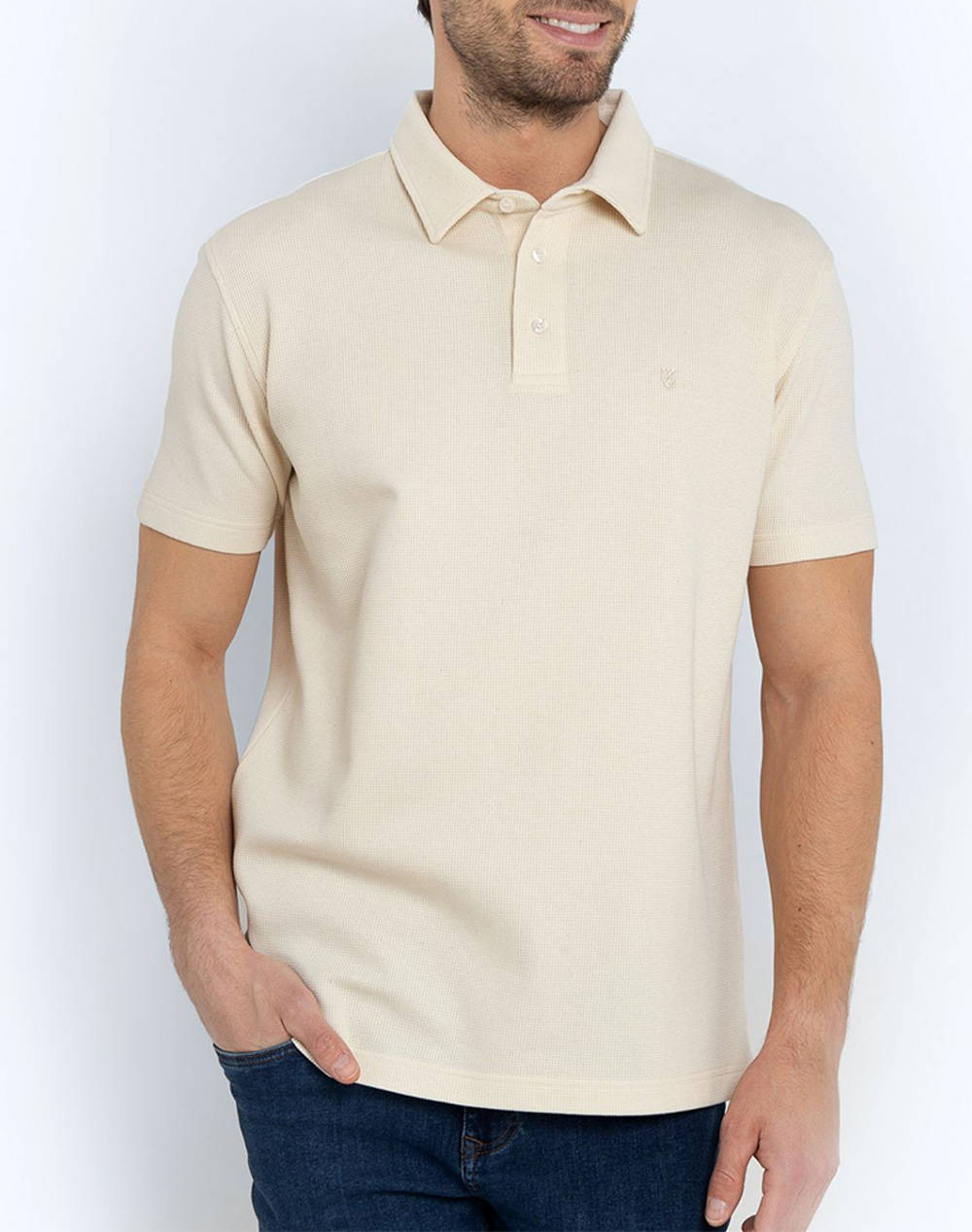 The Bostonians Polo Shirt Pique Waffle Regular Fit Men Clothes T Shirts & Sweatshirts Polo Ecru Cotton,Elastic 3Ps1287 Ecru Male Polo
