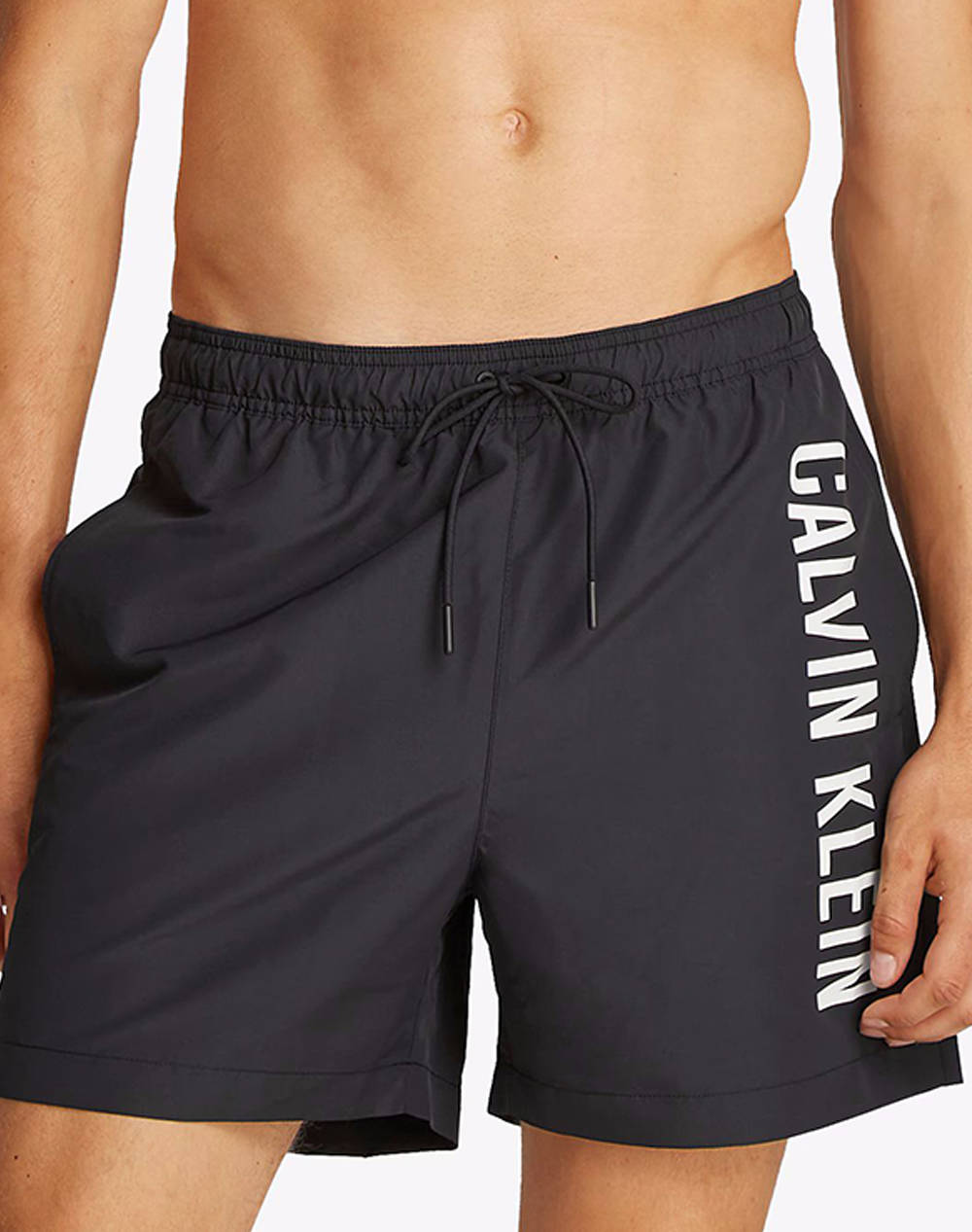 Calvin Klein Jeans Medium Drawstring Men Clothes Swimwear Shorts Black Synthetic Km0Km01092 Beh Male Shorts Black