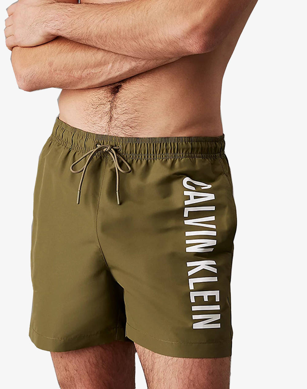 Calvin Klein Jeans Medium Drawstring Men Clothes Swimwear Shorts Olive Synthetic Km0Km01092 Lb6 Male Shorts