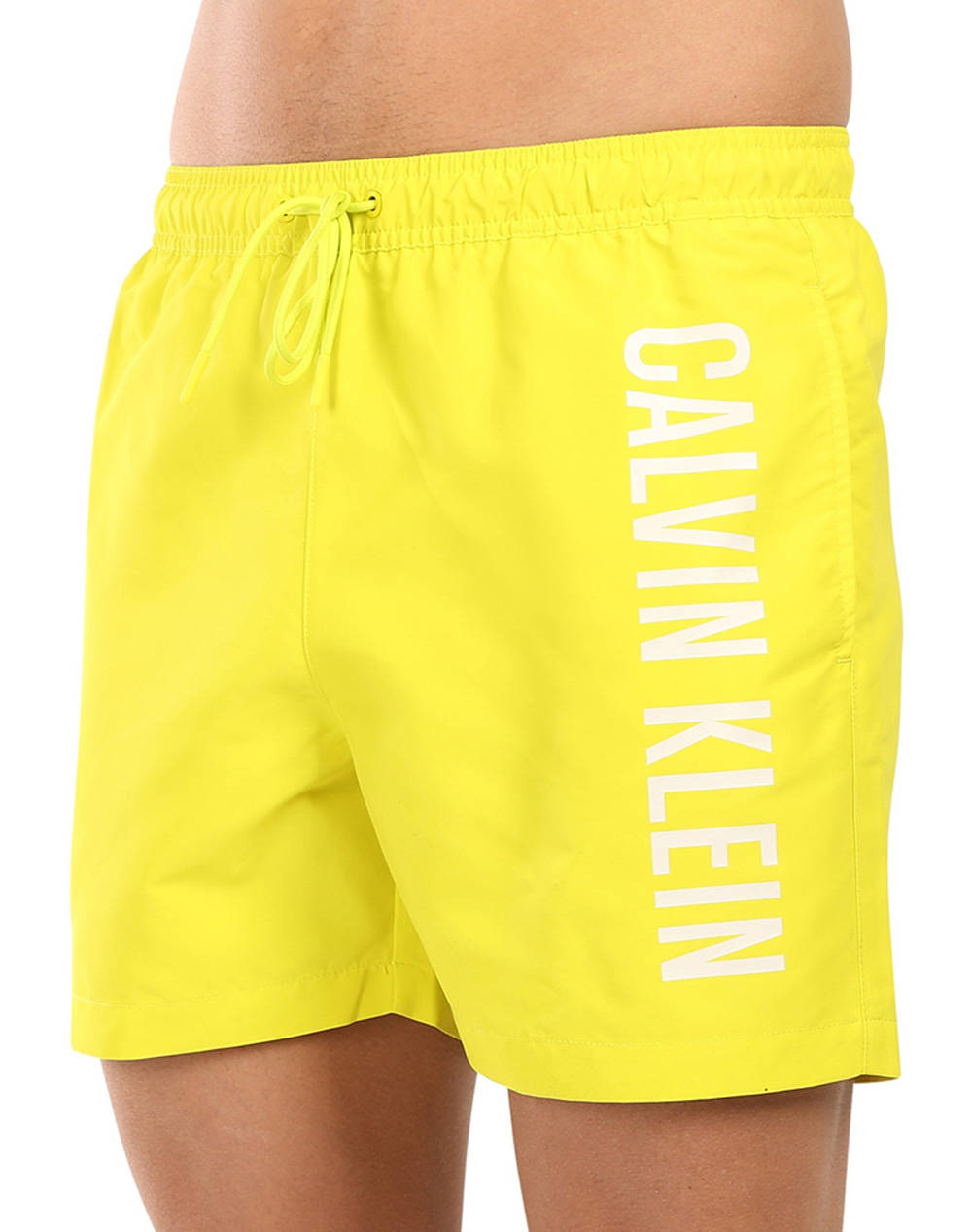 Calvin Klein Jeans Medium Drawstring Men Clothes Swimwear Shorts Yellow Synthetic Km0Km01092 Lrf Male Shorts