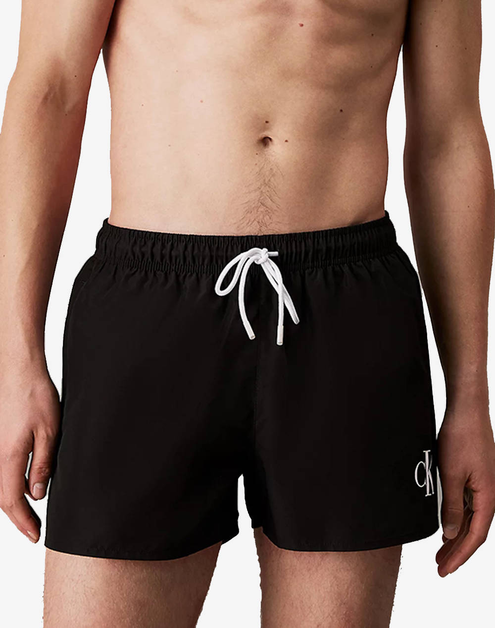 Calvin Klein Jeans Short Drawstring Men Clothes Swimwear Shorts Black Synthetic Km0Km01099 Beh Male Shorts Black