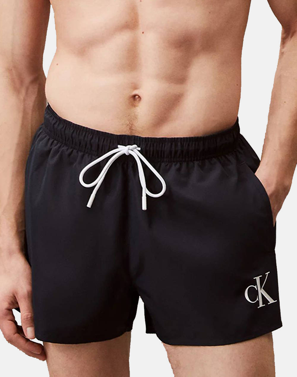 Calvin Klein Jeans Short Drawstring Men Clothes Swimwear Shorts Darkblue Synthetic Km0Km01099 Cef Male Shorts Blue