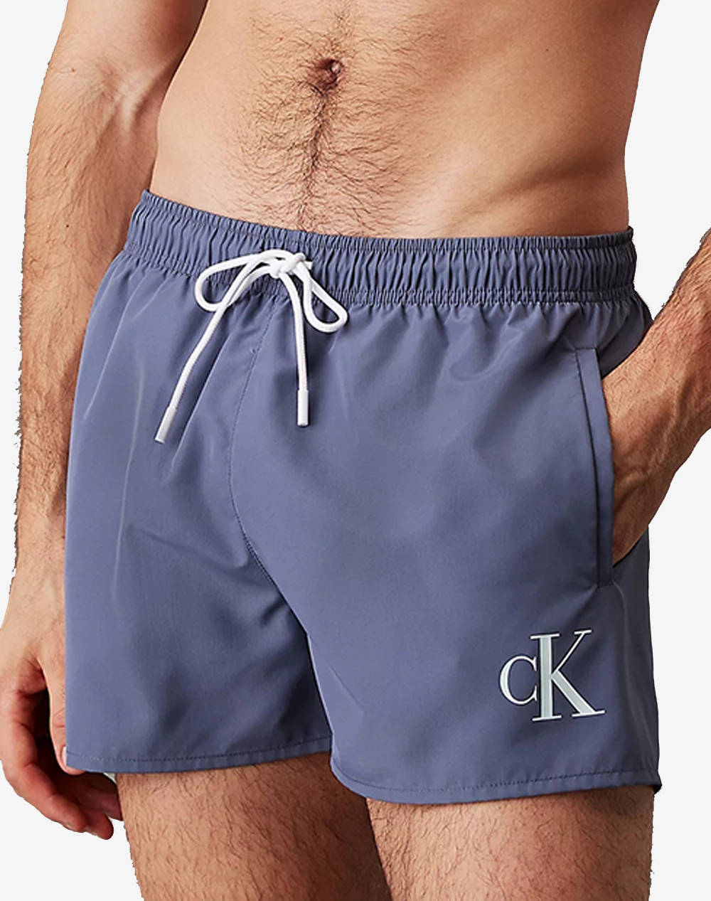 Calvin Klein Jeans Short Drawstring Men Clothes Swimwear Shorts Steelblue Synthetic Km0Km01099 Pcp Male Shorts Blue