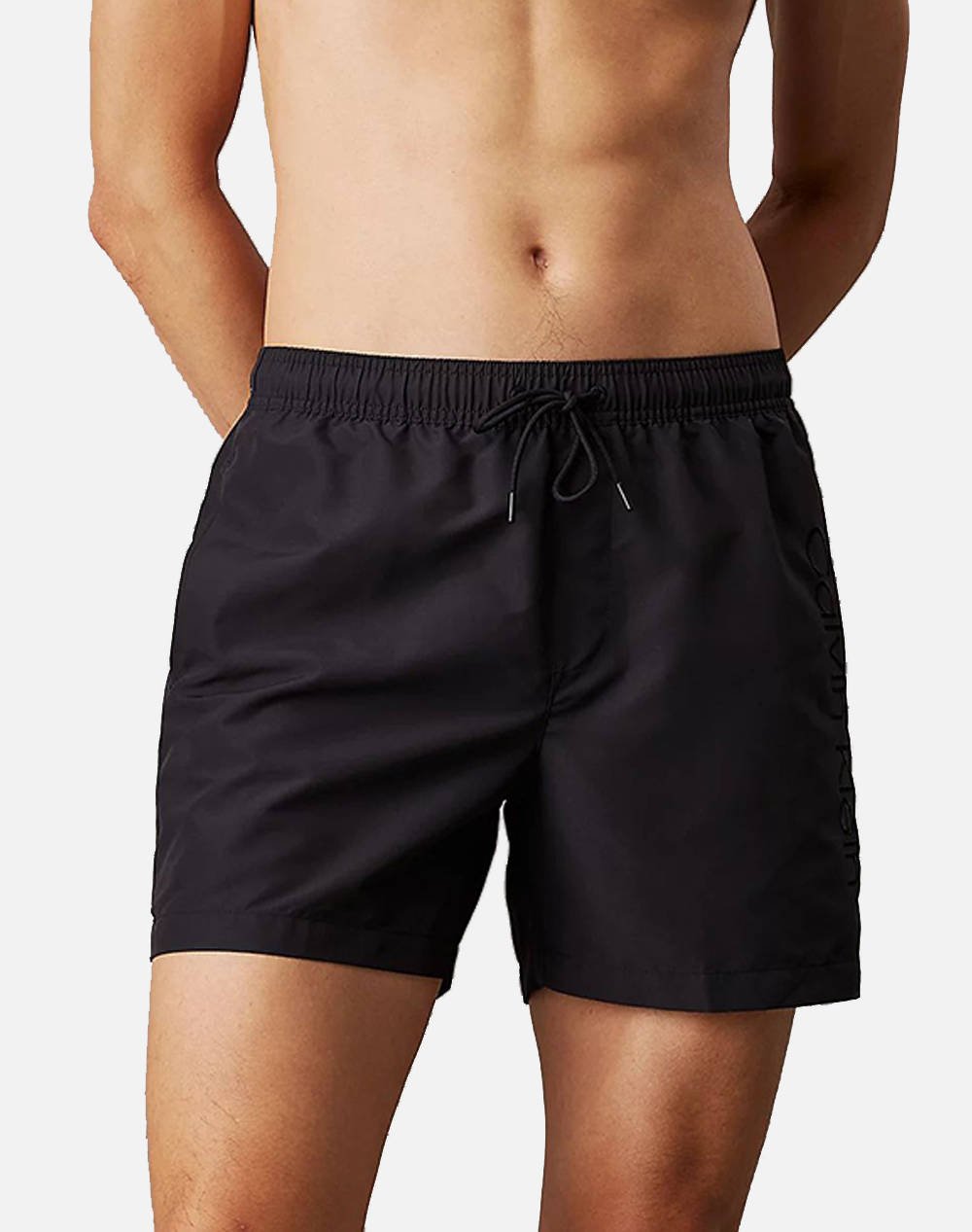 Calvin Klein Jeans Medium Drawstring Men Clothes Swimwear Shorts Black Synthetic Km0Km01166 Beh Male Shorts Black