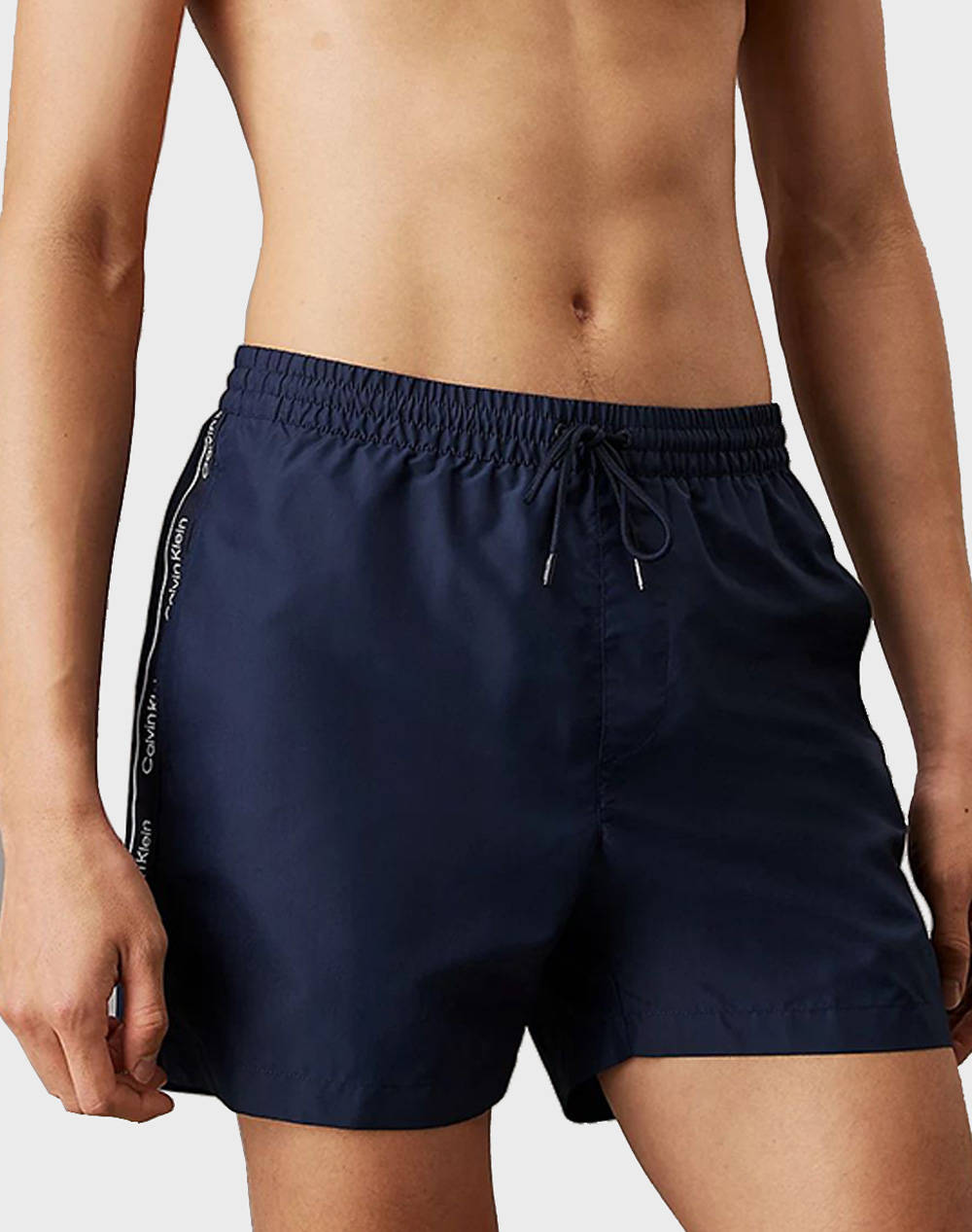 Calvin Klein Jeans Medium Drawstring Men Clothes Swimwear Shorts Darkblue Synthetic Km0Km01109 Cef Male Shorts Blue