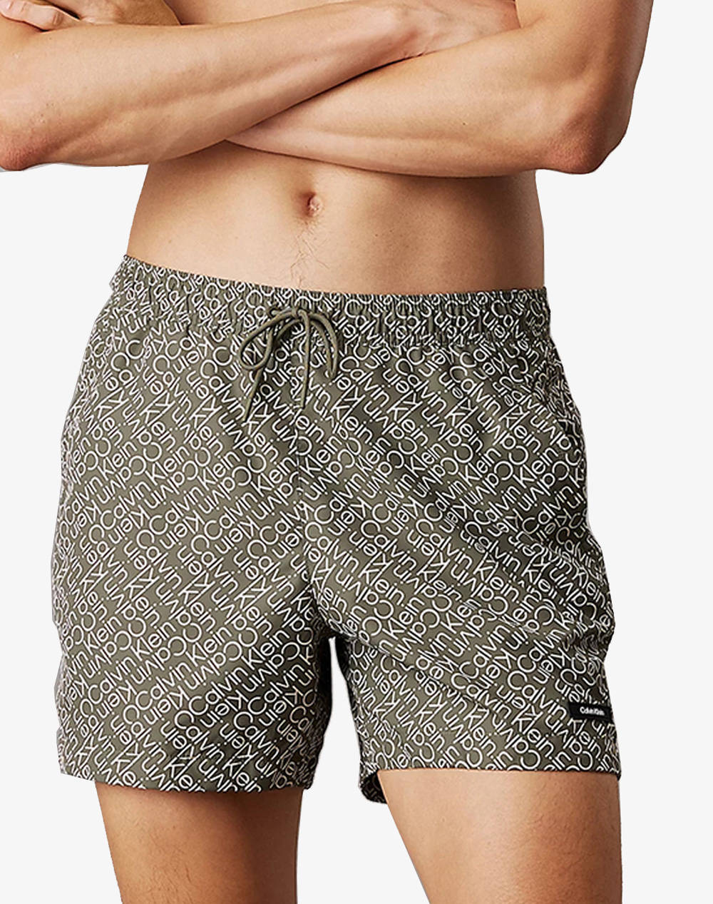 Calvin Klein Jeans Medium Drawstring Print Men Clothes Swimwear Shorts Green Synthetic Km0Km01120 0Ia Male Shorts Green