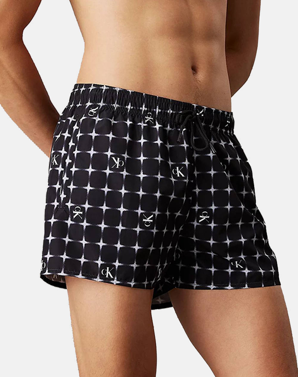 Calvin Klein Short Drawstring Print Men Clothes Swimwear Shorts Black Synthetic Km0Km01172 0Go Male Shorts Black