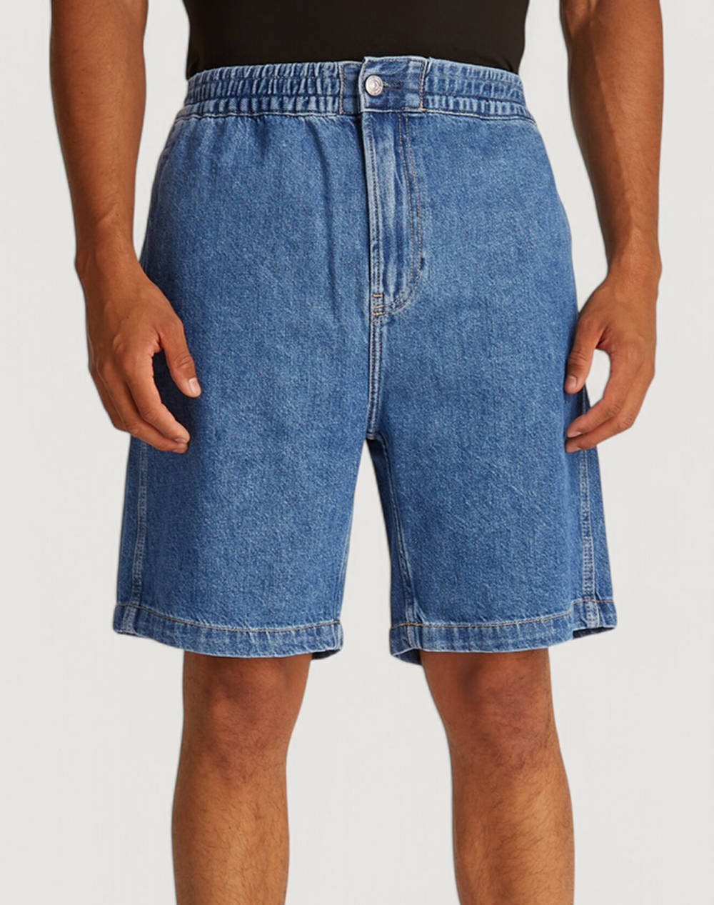 Calvin Klein Pull On Relaxed Denim Short Men Clothes Shorts/Bermudas Jean Denimblue Cotton,Synthetic J30J327517 1A4Ni Male Jean Blue