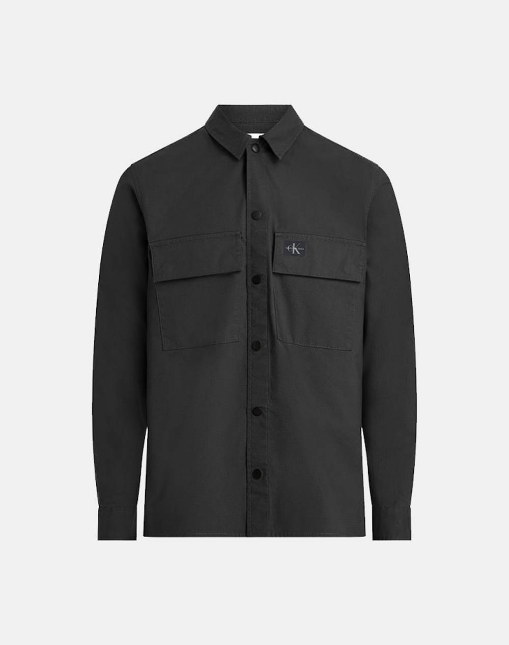 Calvin Klein Jeans Cargo Overshirt Men Clothes Shirts Black Cotton,Elastic J30J327584 Beh Male Shirts Black