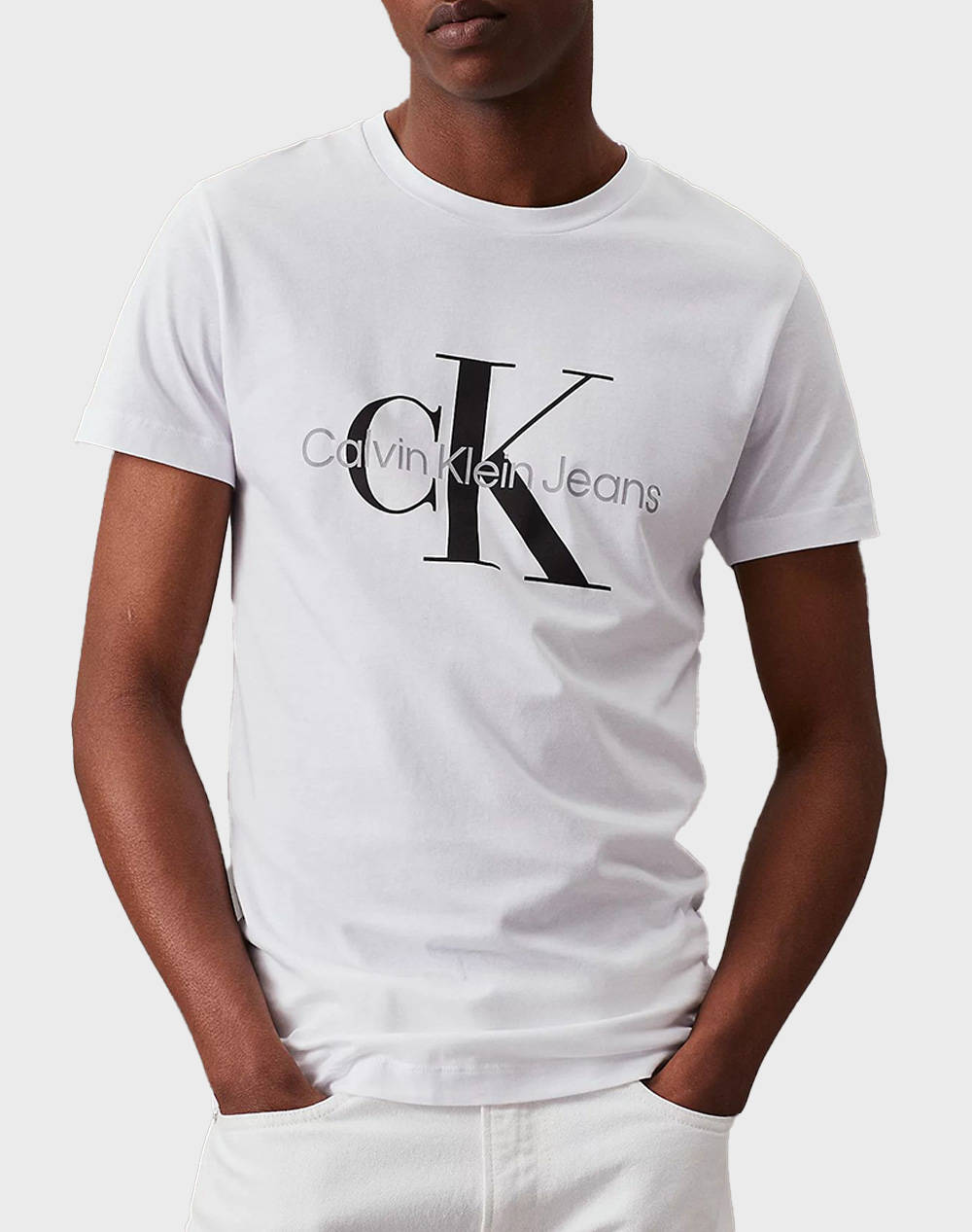 Calvin Klein Jeans Core Monogram Slim Tee Men Clothes T Shirts & Sweatshirts T Shirts White Cotton J30J320935 Yaf Male T-Shirts