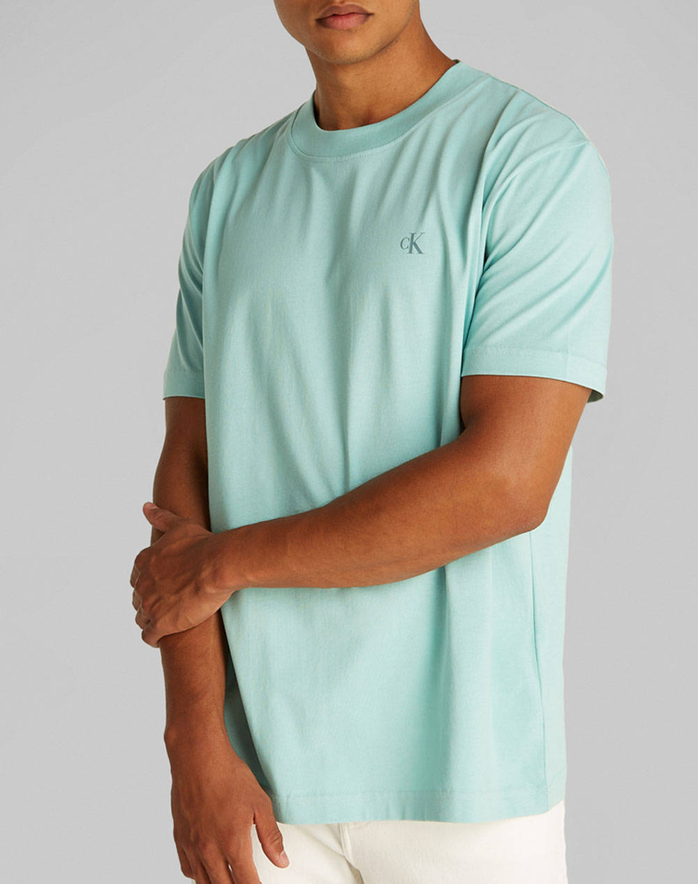 Calvin Klein Jeans Painted Calvin Klein Jeans Tee Men Clothes T Shirts & Sweatshirts T Shirts Turquoise Cotton J30J327523 Mr5 Male T-Shirts